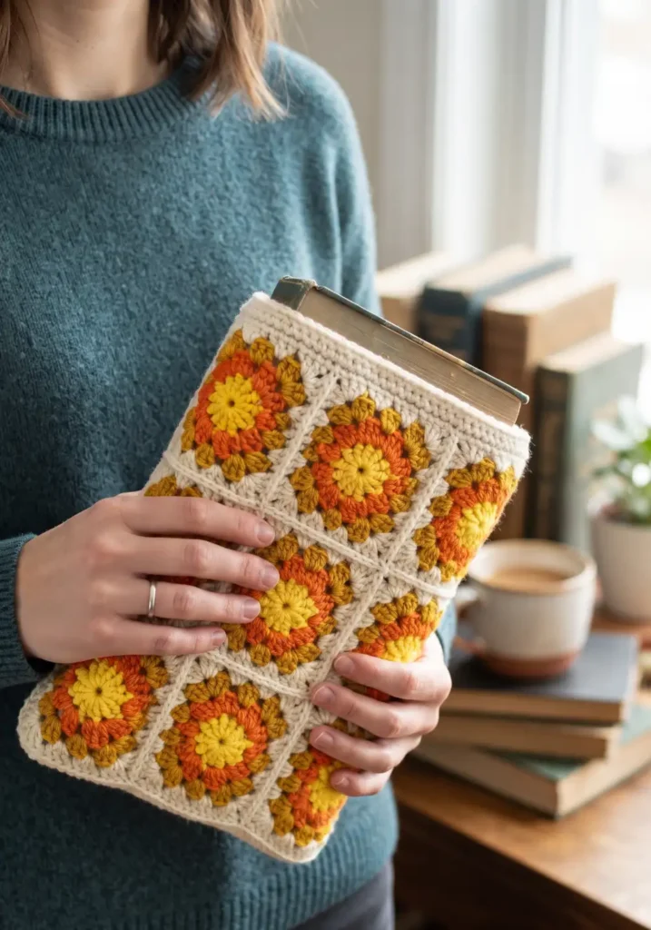 2. Sunburst Granny Square Book Sleeve Pattern