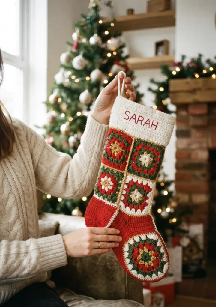 Granny Square Christmas Stocking