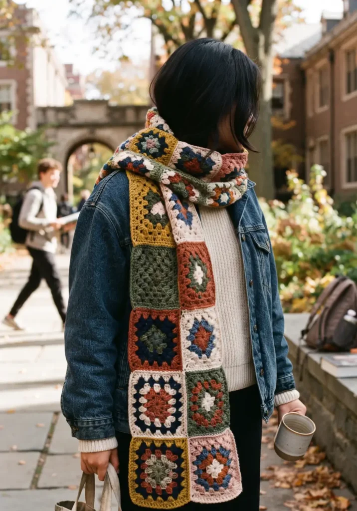 20. Patchwork Granny Square Scarf Pattern