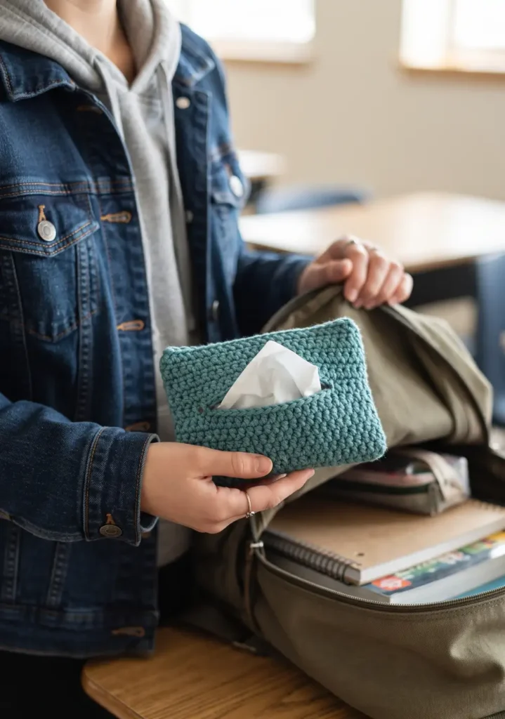 24. Crochet Tissue Pouch