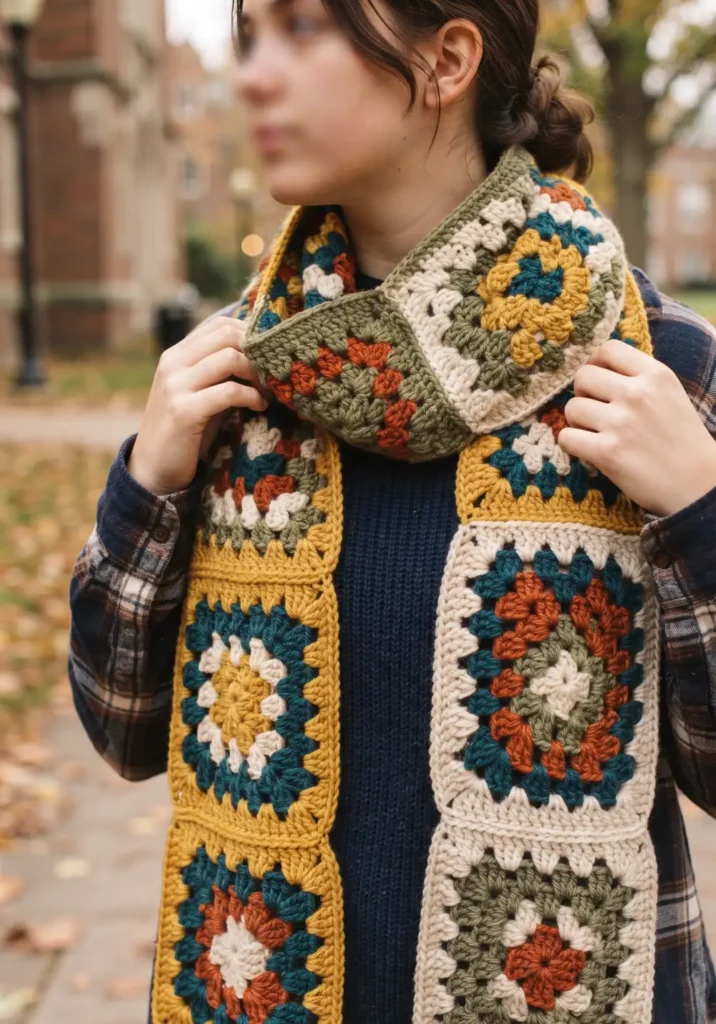 27. Reversible Granny Square Scarf Pattern
