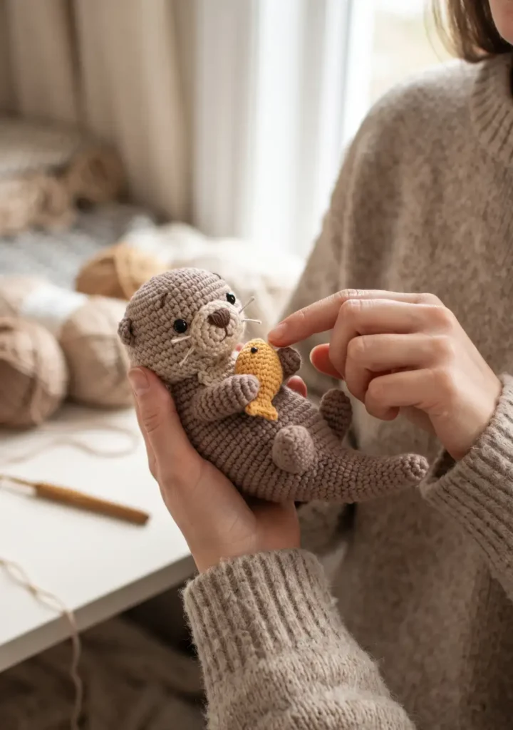 28. Baby Otter Amigurumi with Fish