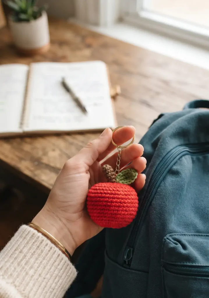 3. Crochet Apple Keychain