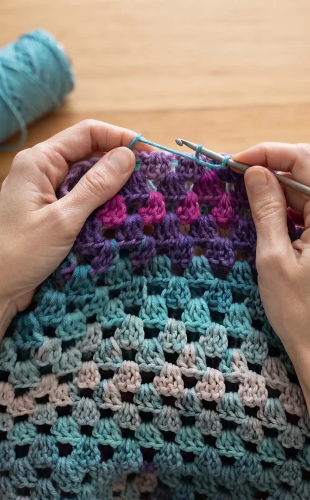 Crochet Granny Stitch Infinity Scarf