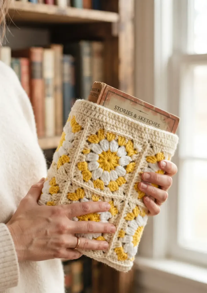 3. Daisy Granny Square Book Sleeve Pattern