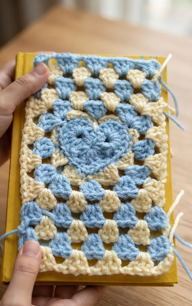 Heart Granny Square Book Cover Tutorial