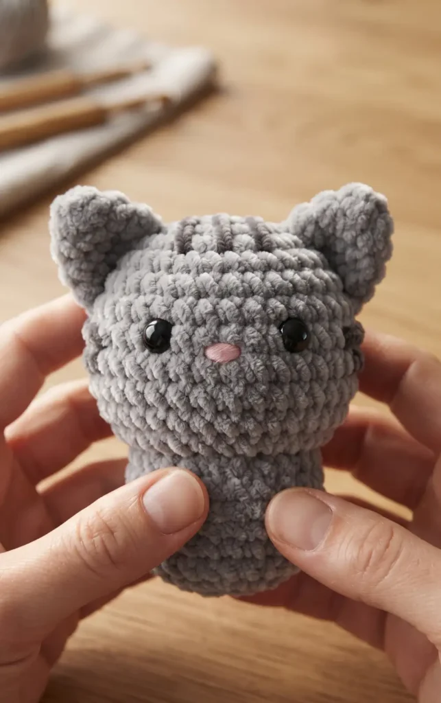 Plush Chenille Crochet Cat