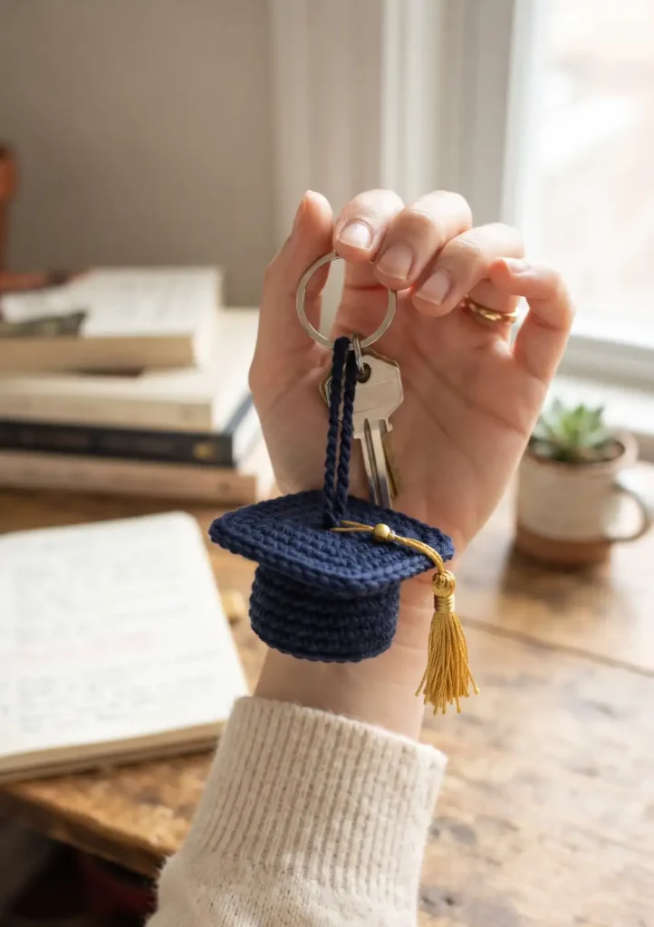 30. Crochet Graduation Cap Keychain