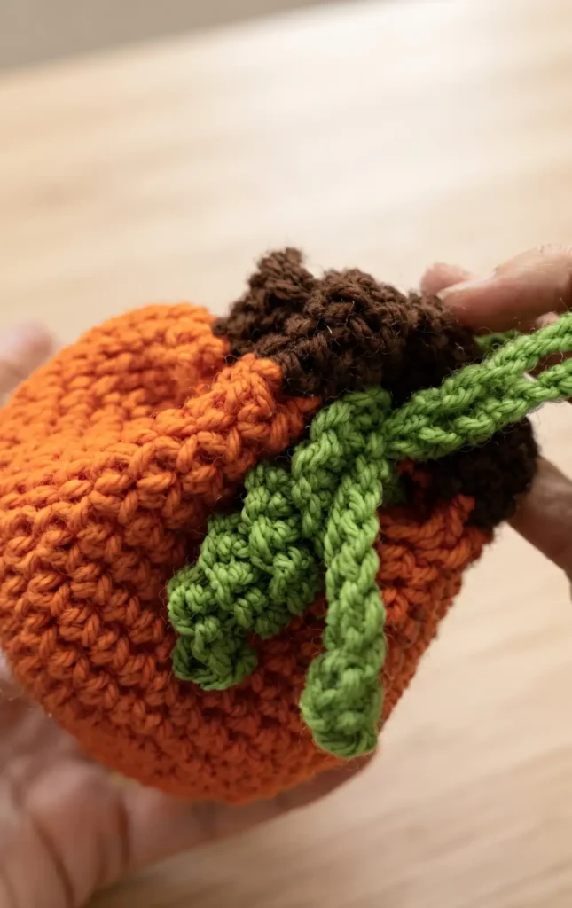 Crochet Pumpkin Drawstring Bag