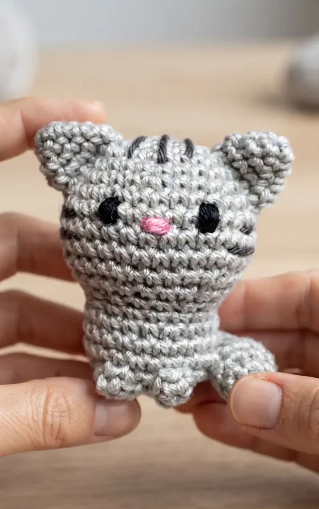 Plush Chenille Crochet Cat