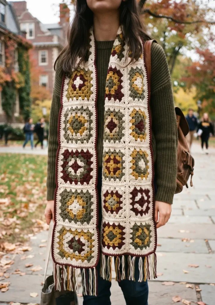 4. Vintage-Inspired Granny Square Scarf Pattern
