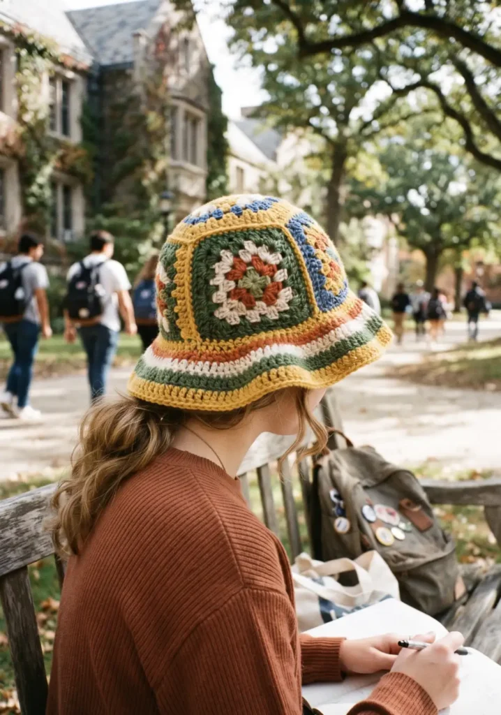 Crochet Granny Square Bucket Hat