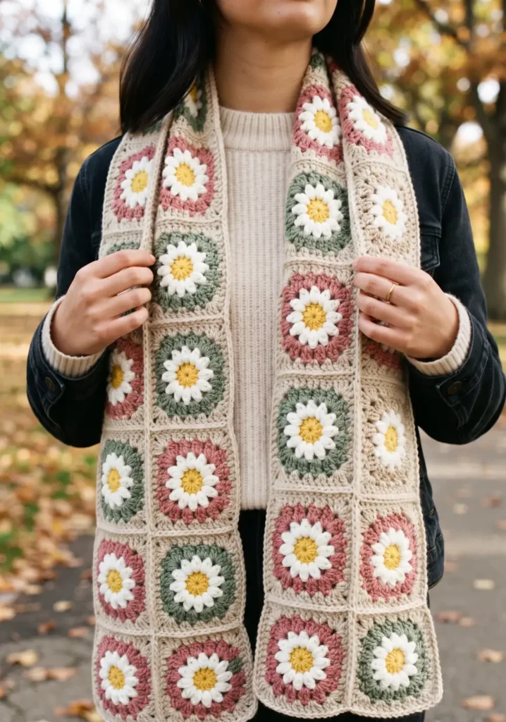 6. Daisy Granny Square Scarf Pattern