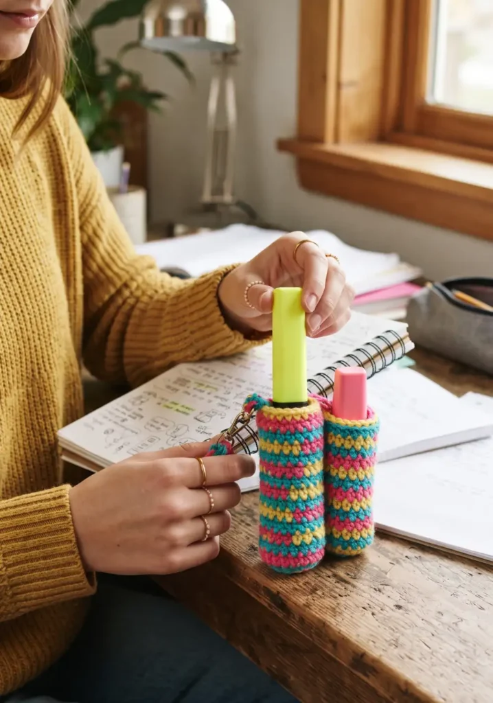 7. Crochet Highlighter Holder