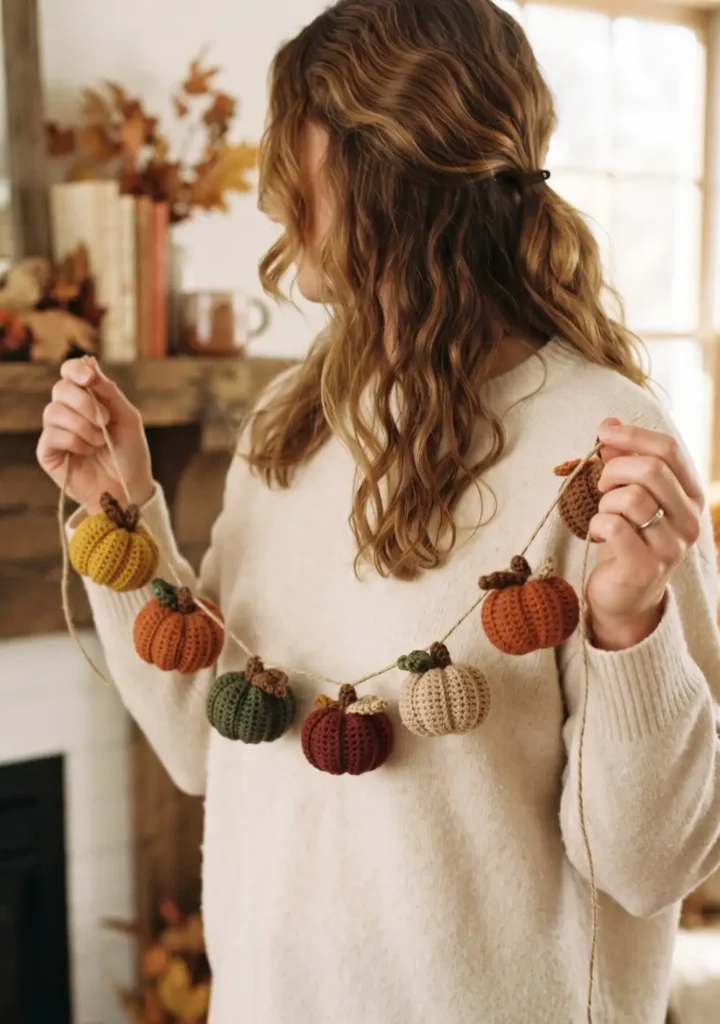 Crochet Pumpkin Garland Banner