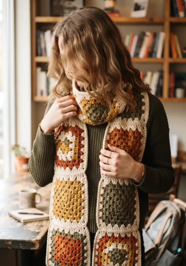 7. Solid Granny Square Scarf Pattern
