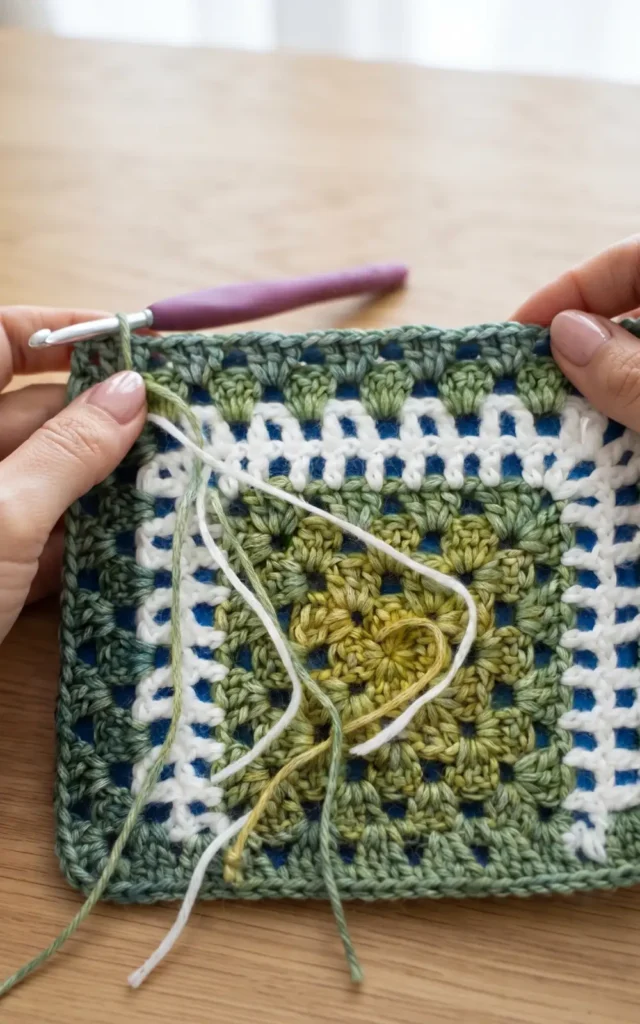 Crochet Granny Mesh Square Blanket