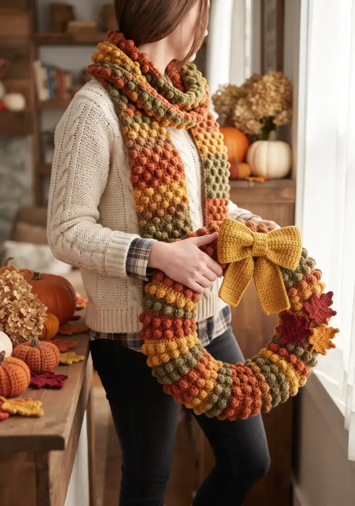 Textured Autumn Wreath Pattern