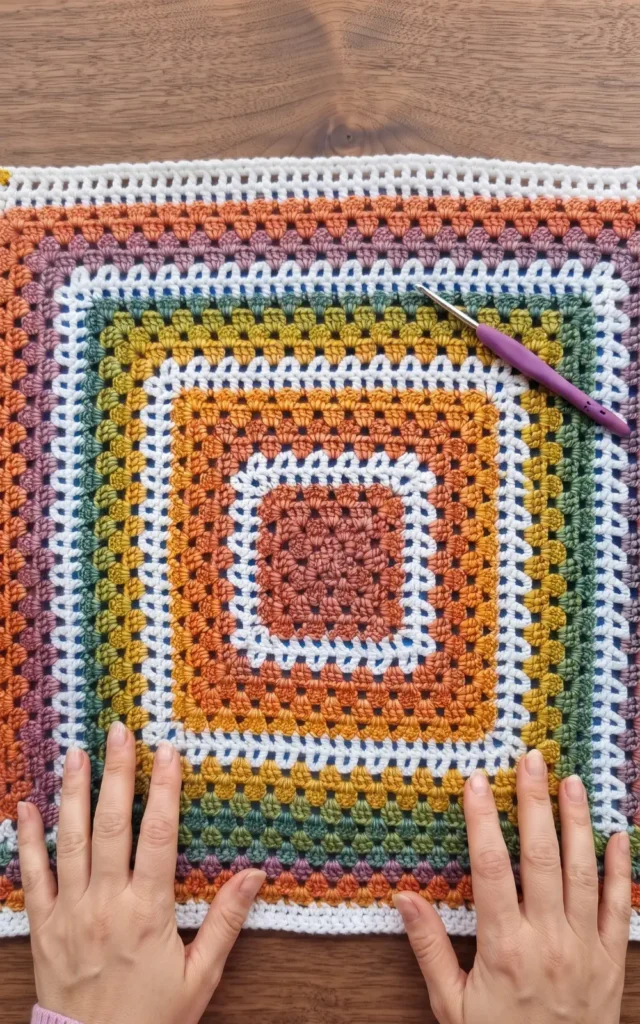 Crochet Granny Mesh Square Blanket