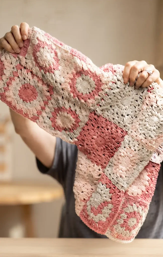 Crochet Granny Square Hooded Pocket Scarf