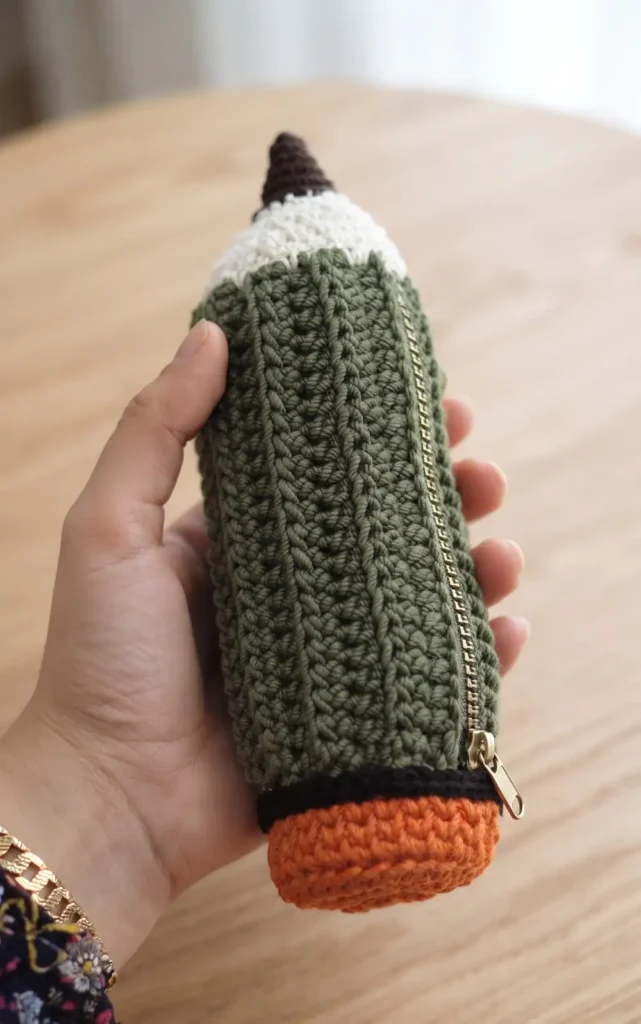 Crochet Pencil Case Shaped Like a Pencil