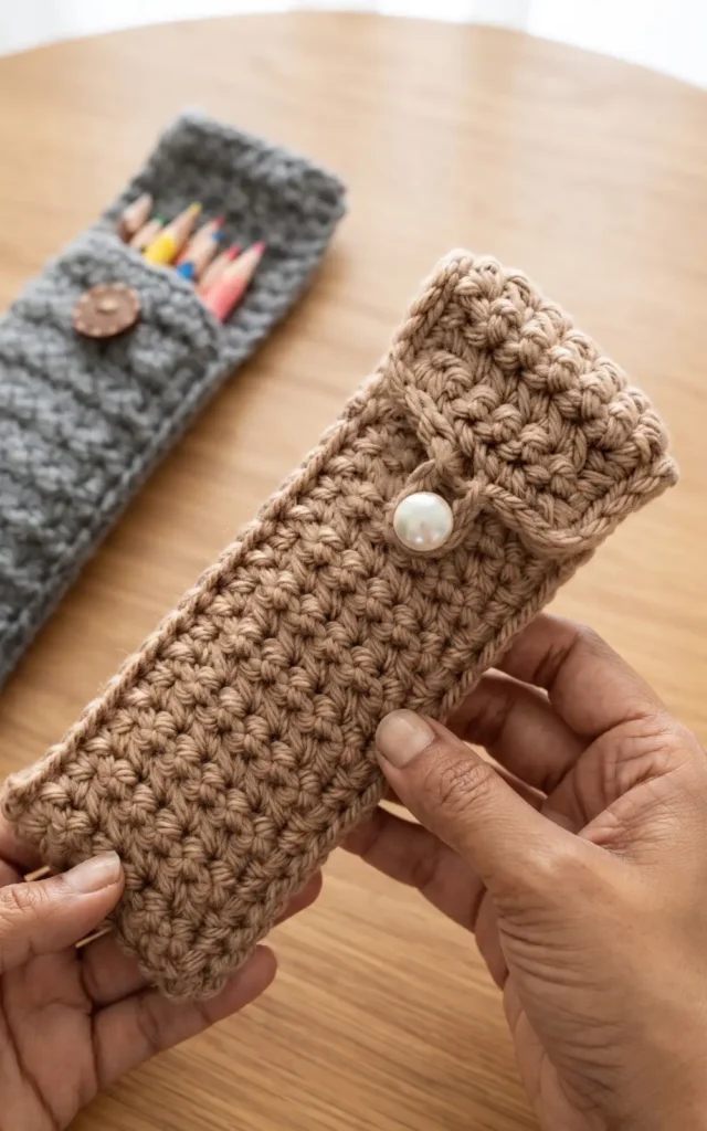 Crochet Roll-Up Pencil Case
