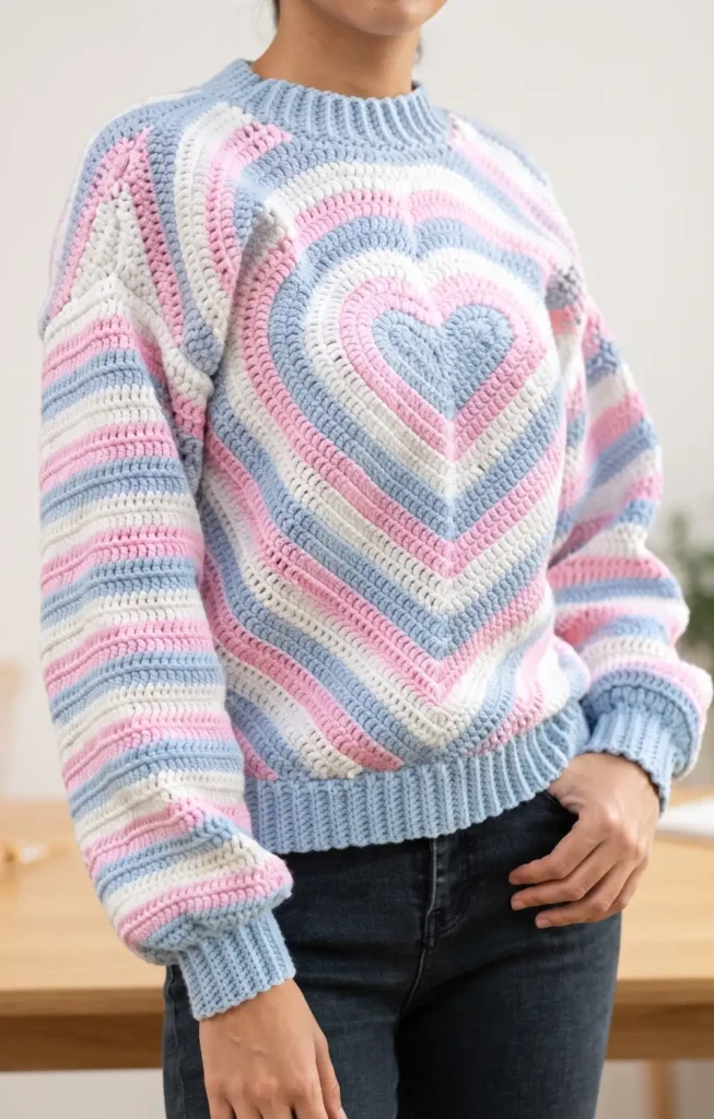 Easy Crochet Heart Sweater Tutorial Part I