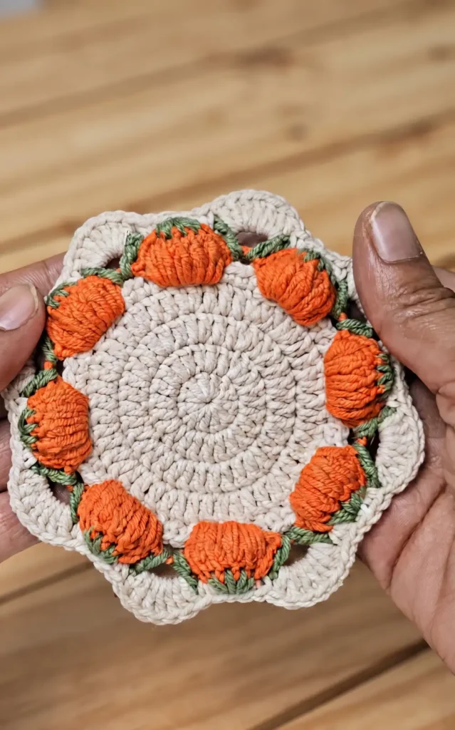Easy Crochet Pumpkin Coaster