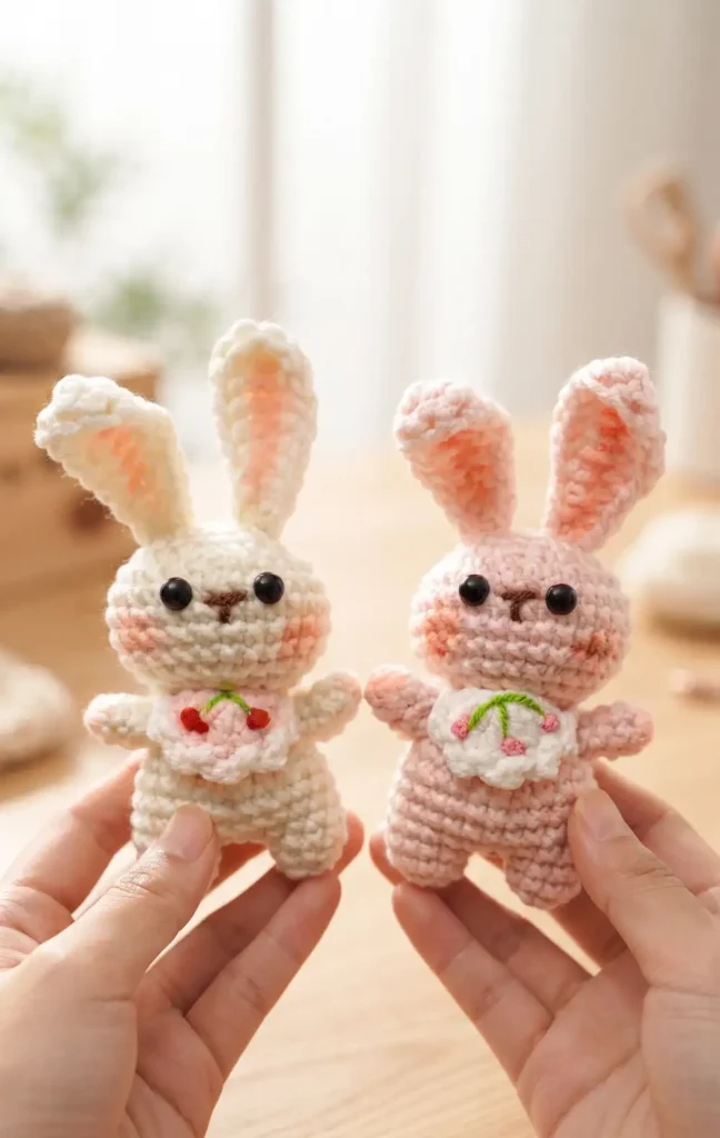 Mini Bunny Crochet Keychain
