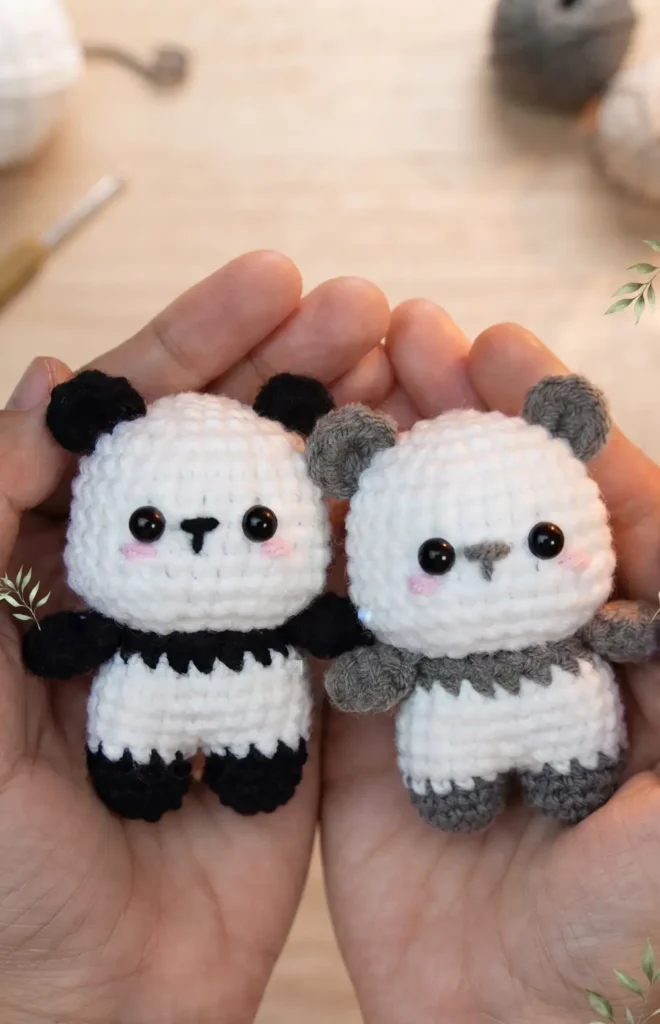 Mini Panda Crochet Keychain