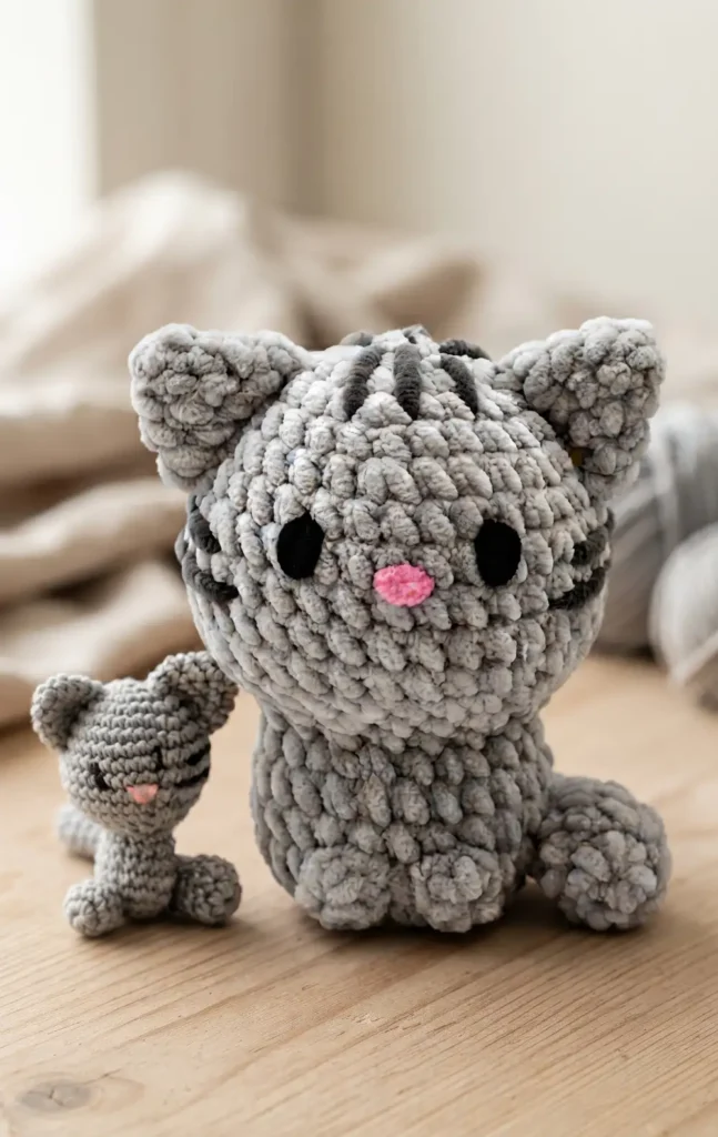 Plush Chenille Crochet Cat