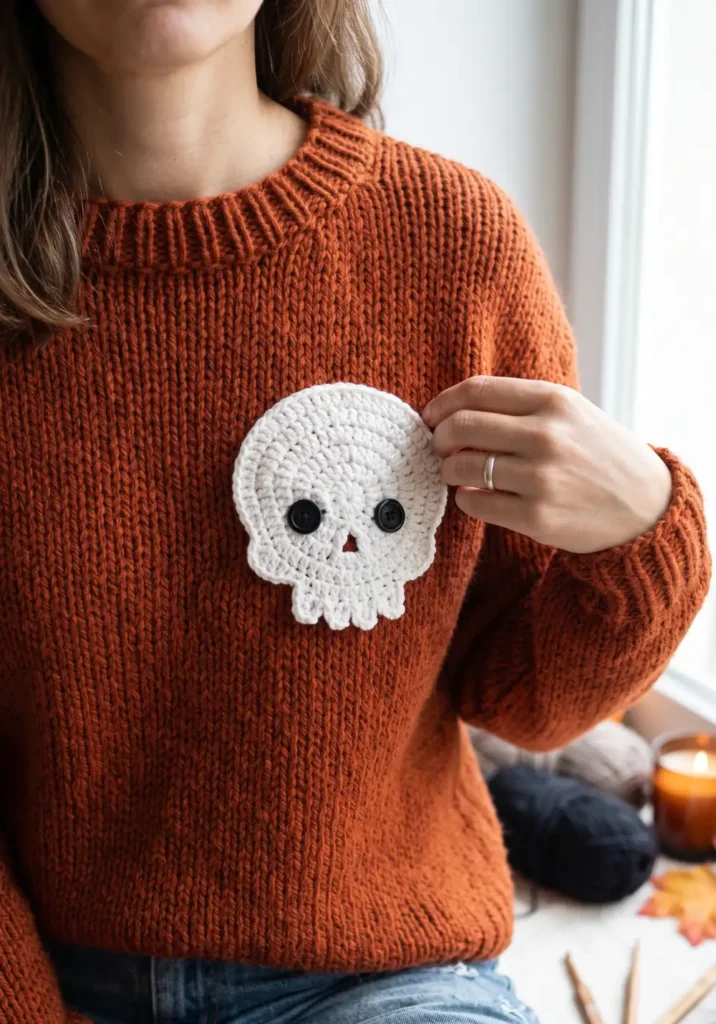 11. Crochet Skull Applique Pattern