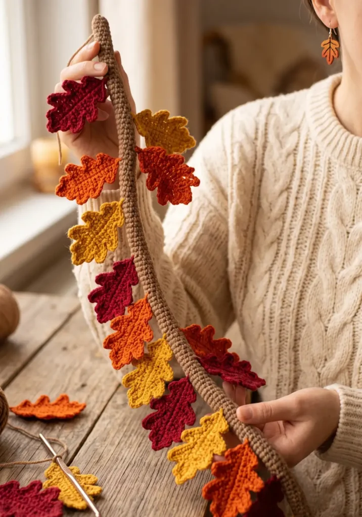 22. Crochet Oak Tree Branch Garland