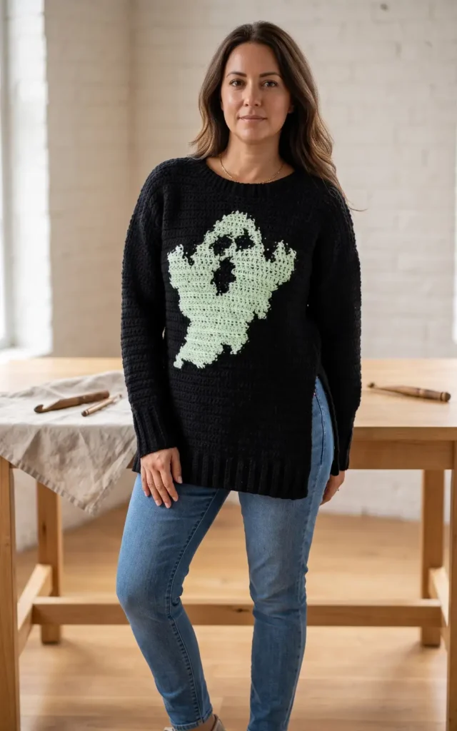 Halloween Ghost Crochet Sweater Full Pattern