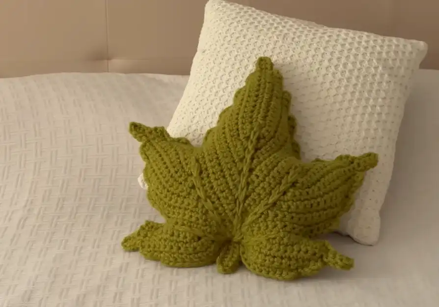 I made Crochet Maple Leaf Pillow
