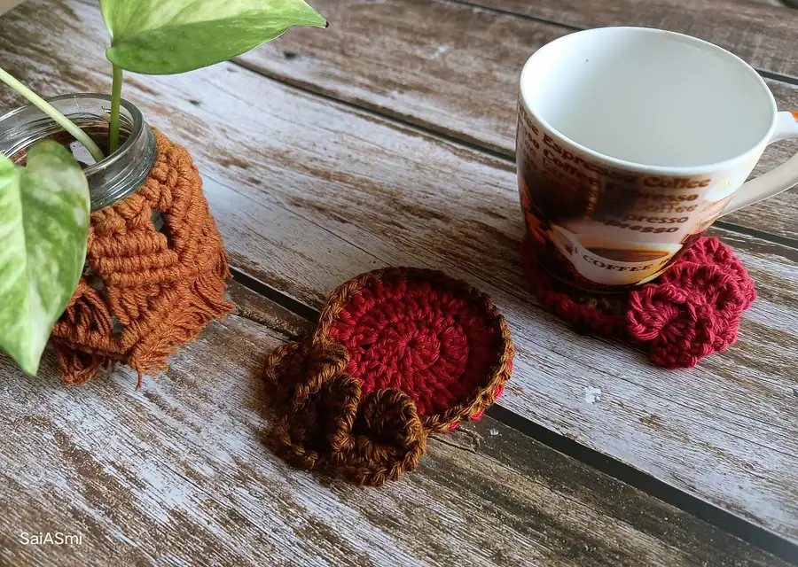 Acorn Themed Crochet Coasters