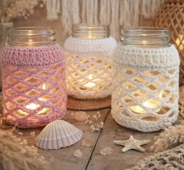 Autumn Crochet Candle Jar Cover