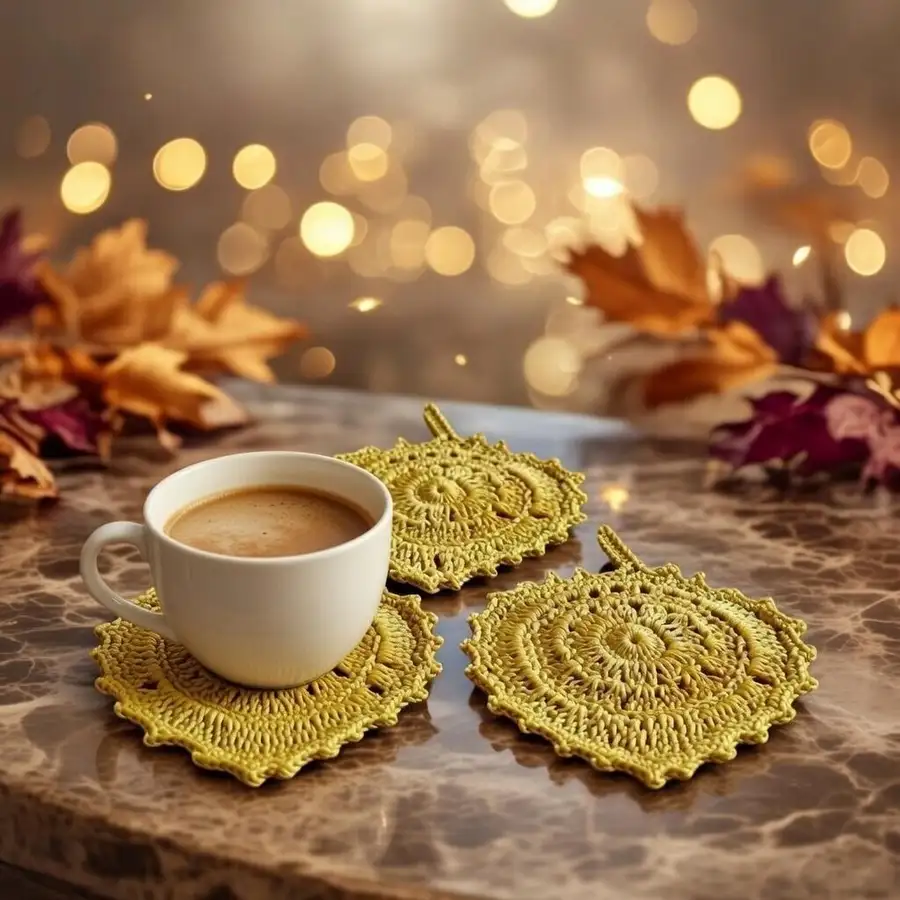Autumn Leaf Crochet Coasters