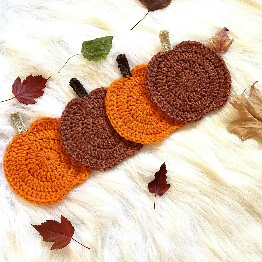 Cozy Crochet Pumpkin Coasters