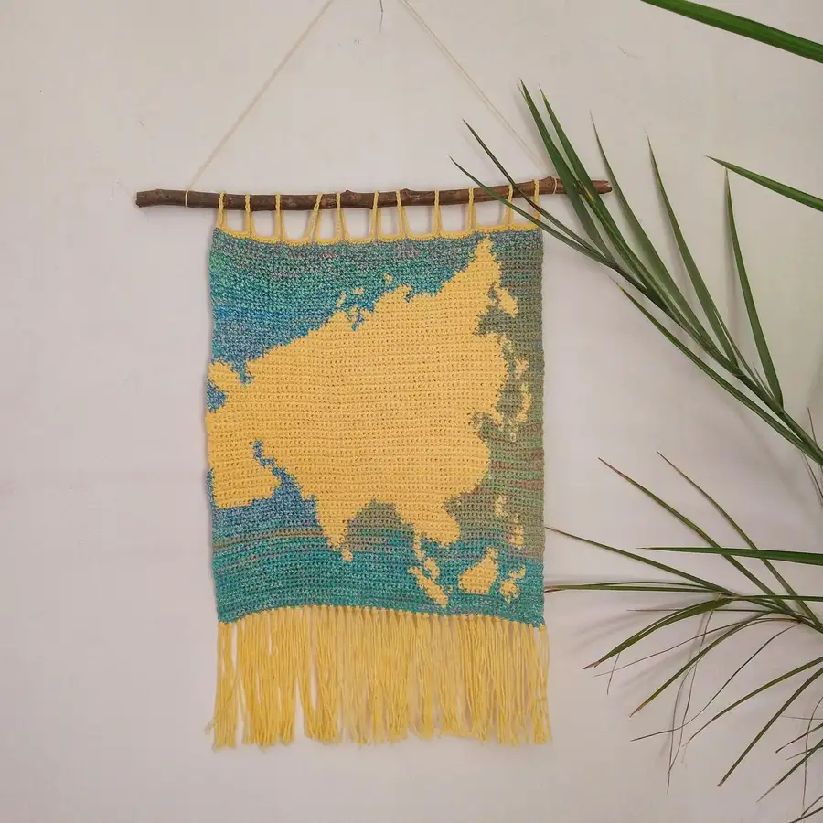 Crochet Asia Hanging Map