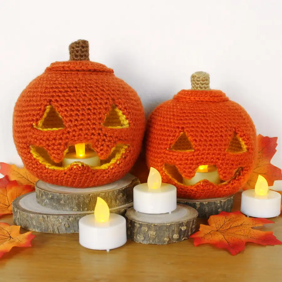 Crochet Gourd Candle Centerpiece