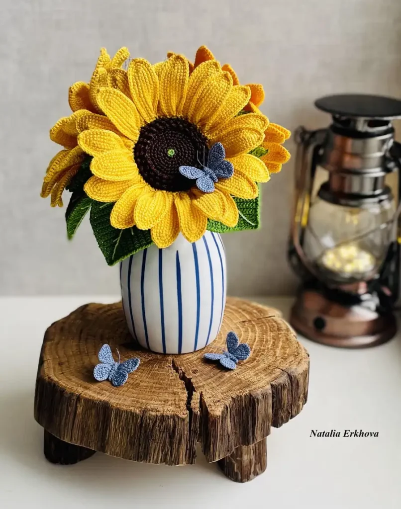 Crochet Sunflower Table Arrangement