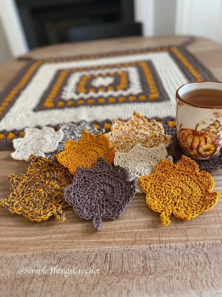 Fall Leaf Crochet Placemat Set